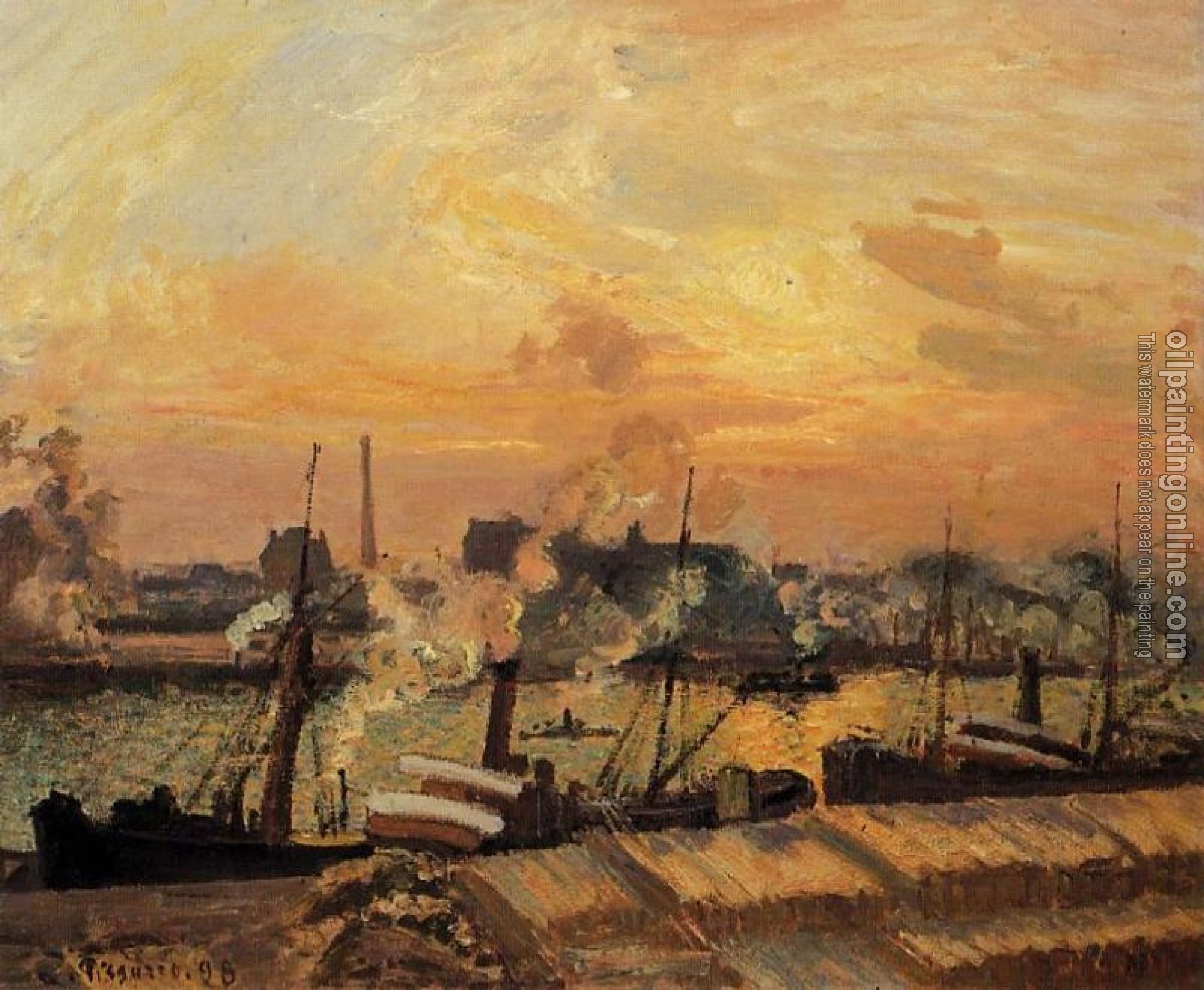 Pissarro, Camille - Boats, Sunset, Rouen